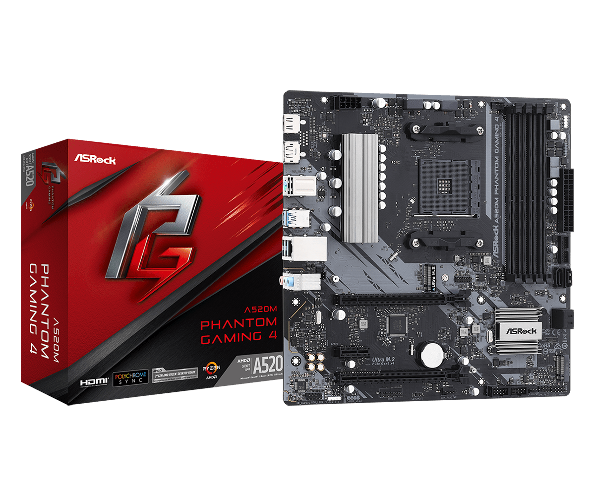 BOARD ASROCK A520M PHANTOM GAMING 4 AM4 (A V R) RYZEN 3RA