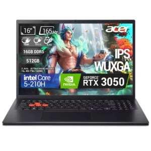 PORTATIL ACER NITRO 16" WUXGA IPS 165Hz Intel Core 5- 210H -16GB DDR5 - 512GB SSD  RTX3050 6GB GDDR6