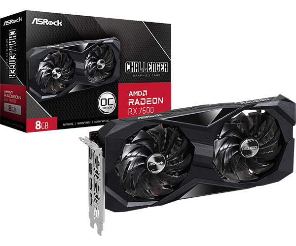 TARJETA DE VIDEO ASROCK RX 7600 8 GB DDR6 CHALLENGER
